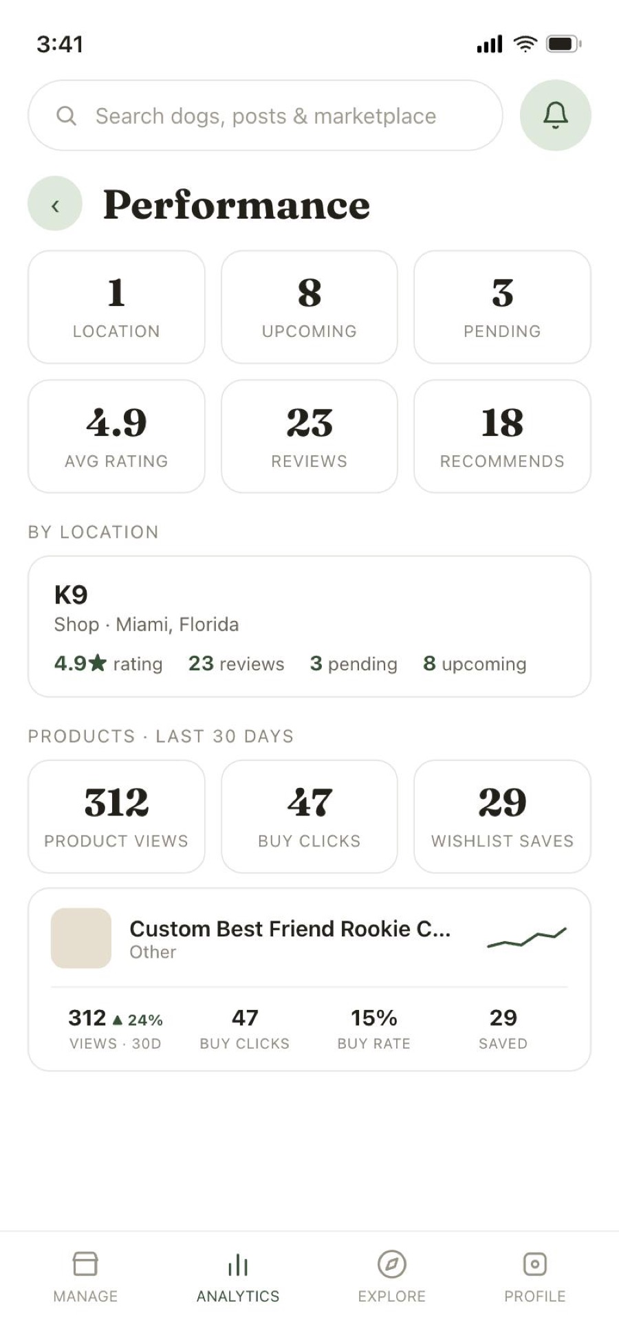 Product analytics: views and buy clicks