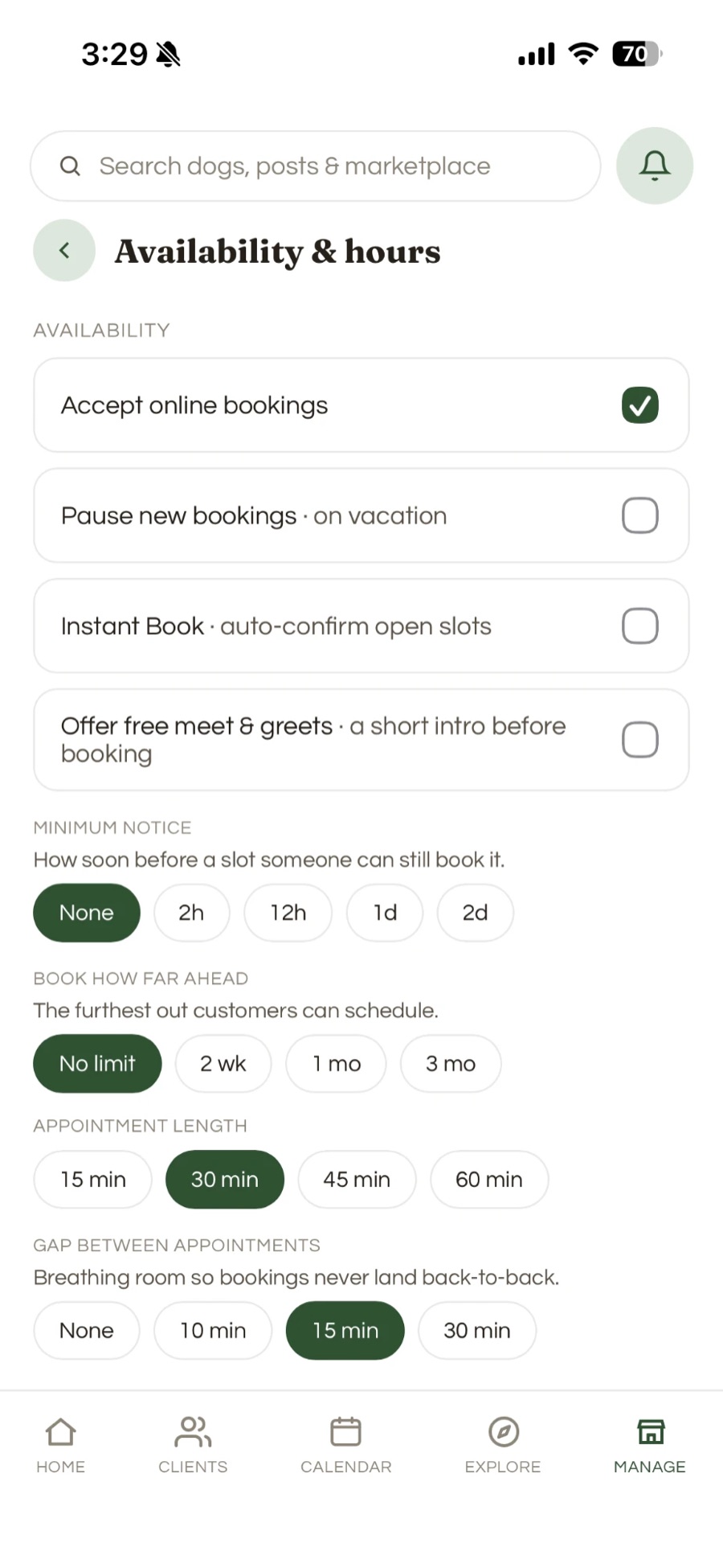 Availability and hours