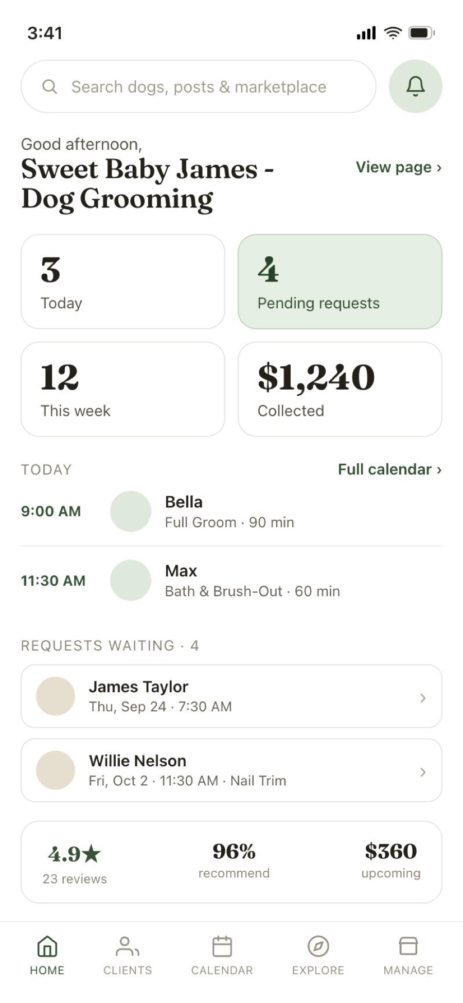 The K9 for Business dashboard