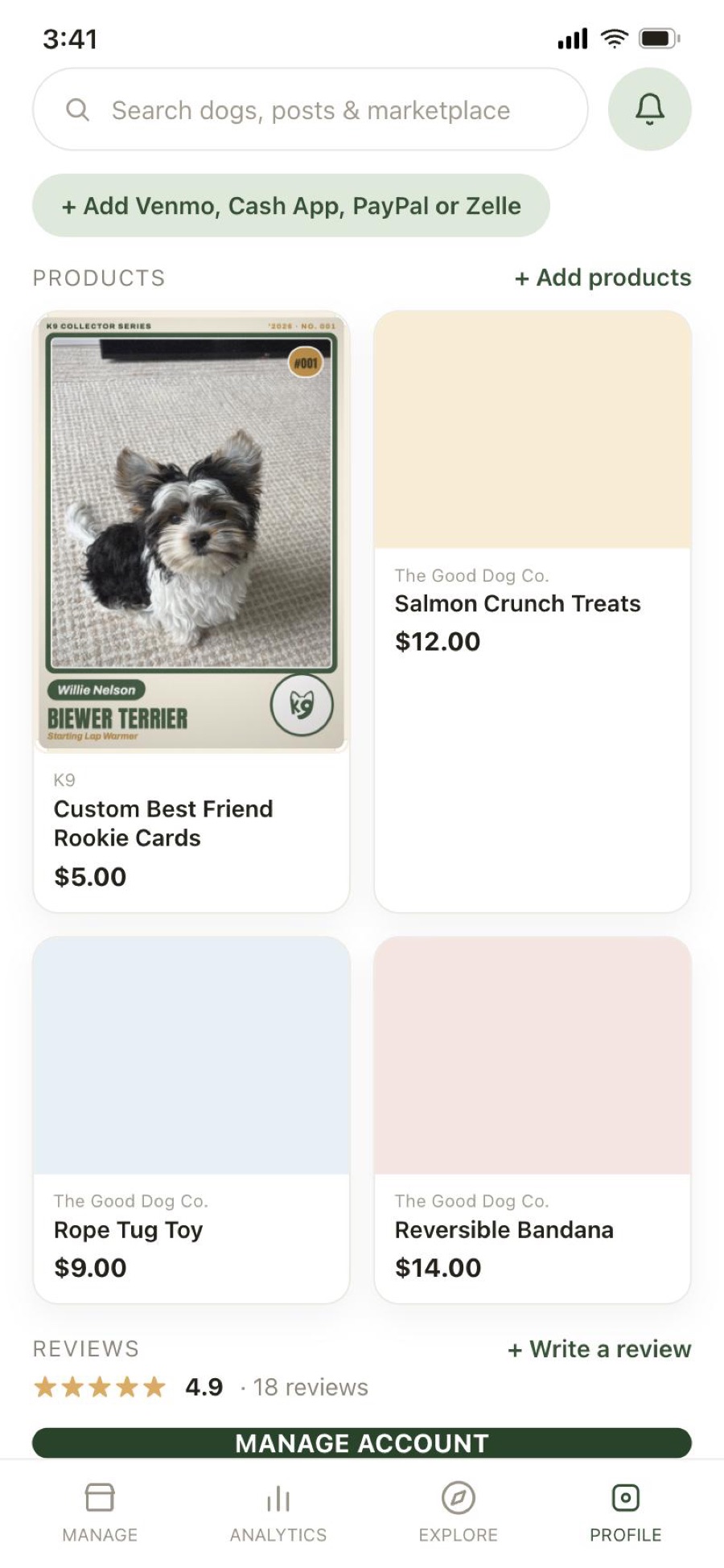 Your K9 storefront with products